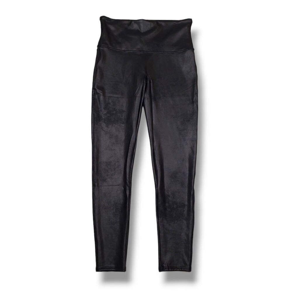 Spanx Faux Leather Leggings Womens Medium Black High Waist Pull On